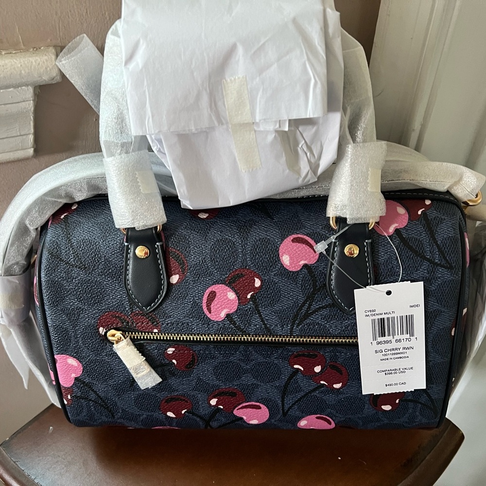 Coach Cherry Print Women's Bag - Black and Pink